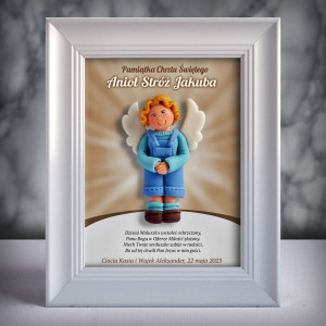 Pamiątka Chrztu Świętego - ramka 15x20 z aniołkiem