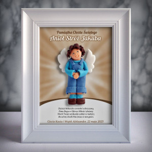 Pamiątka Chrztu Świętego - ramka 15x20 z aniołkiem