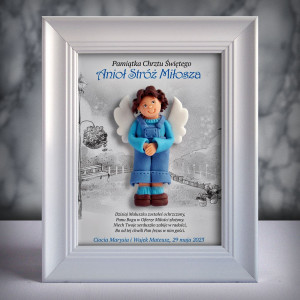 Pamiątka Chrztu Świętego - ramka 15x20 z aniołkiem