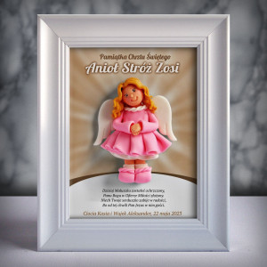 Pamiątka Chrztu Świętego - ramka 15x20 z aniołkiem