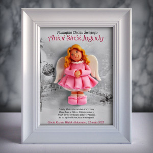 Pamiątka Chrztu Świętego - ramka 15x20 z aniołkiem