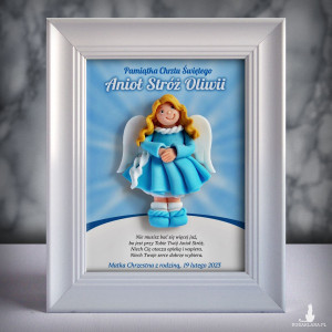 Pamiątka Chrztu Świętego - ramka 15x20 z aniołkiem