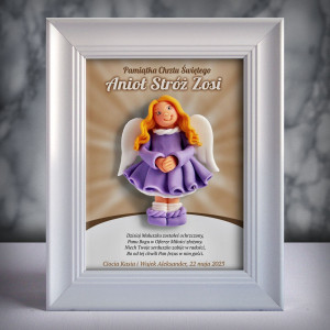 Pamiątka Chrztu Świętego - ramka 15x20 z aniołkiem