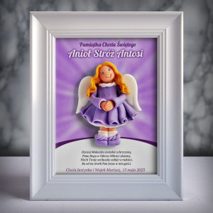 Pamiątka Chrztu Świętego - ramka 15x20 z aniołkiem