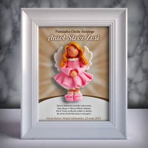 Pamiątka Chrztu Świętego - ramka 15x20 z aniołkiem