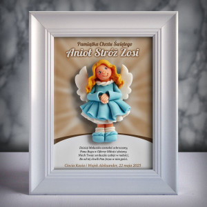Pamiątka Chrztu Świętego - ramka 15x20 z aniołkiem