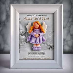 Pamiątka Chrztu Świętego - ramka 15x20 z aniołkiem