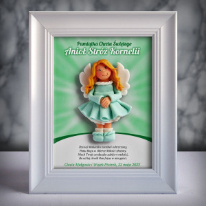 Pamiątka Chrztu Świętego - ramka 15x20 z aniołkiem