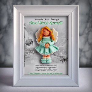 Pamiątka Chrztu Świętego - ramka 15x20 z aniołkiem