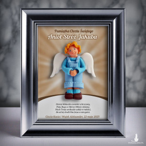 Pamiątka Chrztu Świętego - ramka 15x20 z aniołkiem