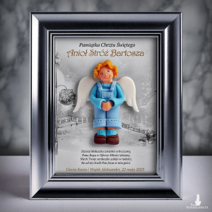 Pamiątka Chrztu Świętego - ramka 15x20 z aniołkiem