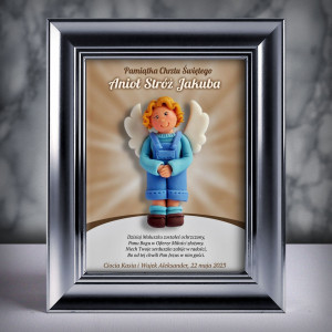 Pamiątka Chrztu Świętego - ramka 15x20 z aniołkiem