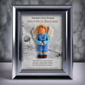 Pamiątka Chrztu Świętego - ramka 15x20 z aniołkiem