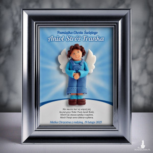 Pamiątka Chrztu Świętego - ramka 15x20 z aniołkiem