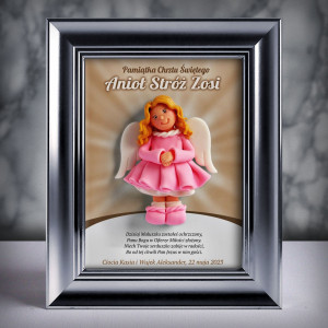 Pamiątka Chrztu Świętego - ramka 15x20 z aniołkiem