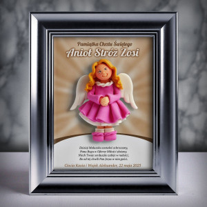 Pamiątka Chrztu Świętego - ramka 15x20 z aniołkiem