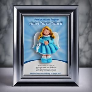 Pamiątka Chrztu Świętego - ramka 15x20 z aniołkiem