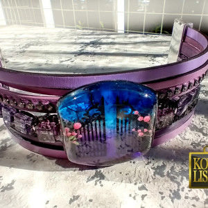 Wrota chmur - bransoleta z żywicy i rzemieni