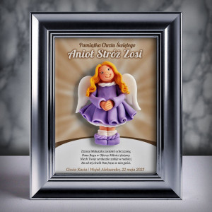 Pamiątka Chrztu Świętego - ramka 15x20 z aniołkiem