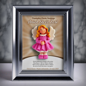 Pamiątka Chrztu Świętego - ramka 15x20 z aniołkiem