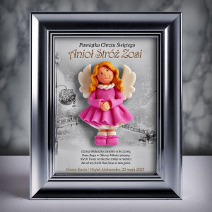 Pamiątka Chrztu Świętego - ramka 15x20 z aniołkiem