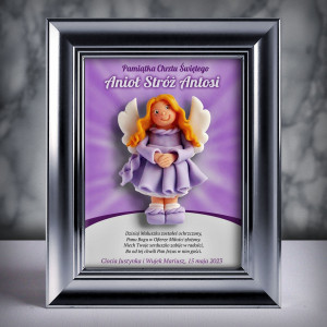 Pamiątka Chrztu Świętego - ramka 15x20 z aniołkiem