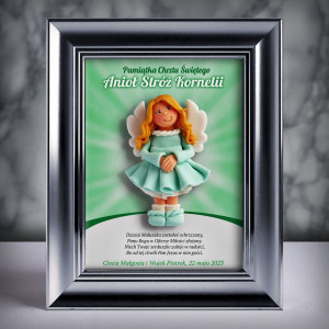 Pamiątka Chrztu Świętego - ramka 15x20 z aniołkiem