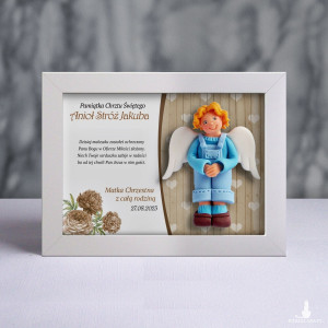 Pamiątka Chrztu Świętego - ramka 20x15 z aniołkiem