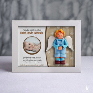 Pamiątka Chrztu Świętego - ramka 20x15 z aniołkiem