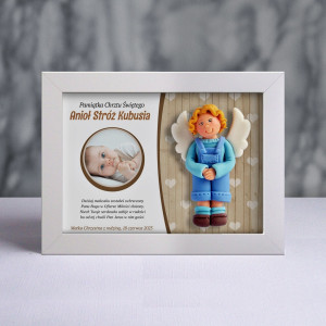 Pamiątka Chrztu Świętego - ramka 20x15 z aniołkiem