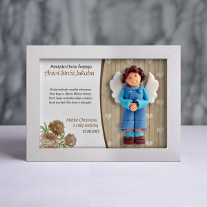 Pamiątka Chrztu Świętego - ramka 20x15 z aniołkiem