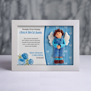 Pamiątka Chrztu Świętego - ramka 20x15 z aniołkiem