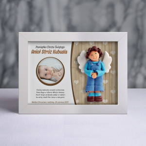 Pamiątka Chrztu Świętego - ramka 20x15 z aniołkiem