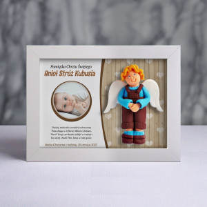 Pamiątka Chrztu Świętego - ramka 20x15 z aniołkiem