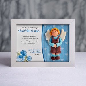 Pamiątka Chrztu Świętego - ramka 20x15 z aniołkiem
