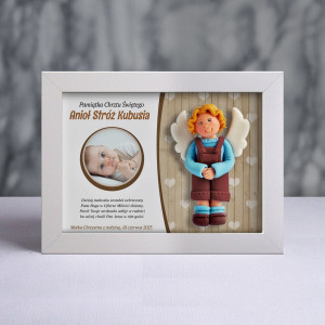 Pamiątka Chrztu Świętego - ramka 20x15 z aniołkiem