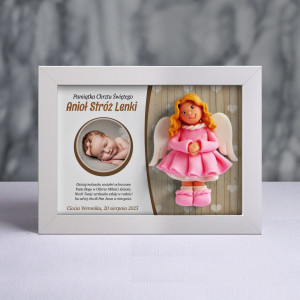 Pamiątka Chrztu Świętego - ramka 20x15 z aniołkiem