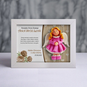 Pamiątka Chrztu Świętego - ramka 20x15 z aniołkiem