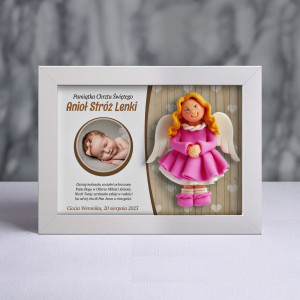 Pamiątka Chrztu Świętego - ramka 20x15 z aniołkiem