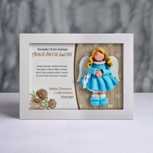 Pamiątka Chrztu Świętego - ramka 20x15 z aniołkiem