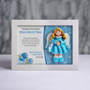 Pamiątka Chrztu Świętego - ramka 20x15 z aniołkiem