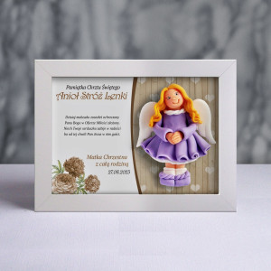 Pamiątka Chrztu Świętego - ramka 20x15 z aniołkiem