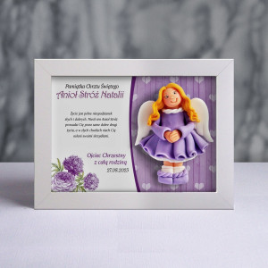 Pamiątka Chrztu Świętego - ramka 20x15 z aniołkiem