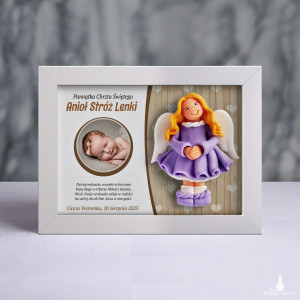 Pamiątka Chrztu Świętego - ramka 20x15 z aniołkiem