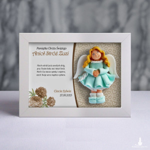 Pamiątka Chrztu Świętego - ramka 20x15 z aniołkiem