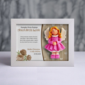 Pamiątka Chrztu Świętego - ramka 20x15 z aniołkiem