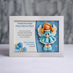 Pamiątka Chrztu Świętego - ramka 20x15 z aniołkiem