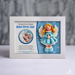 Pamiątka Chrztu Świętego - ramka 20x15 z aniołkiem