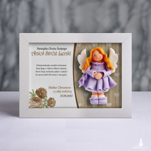 Pamiątka Chrztu Świętego - ramka 20x15 z aniołkiem