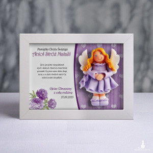 Pamiątka Chrztu Świętego - ramka 20x15 z aniołkiem